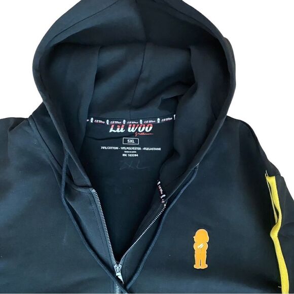 Lil Woo Black Striped Hoodie Graphic Size 5XL New With Tags - Picture 3 of 8